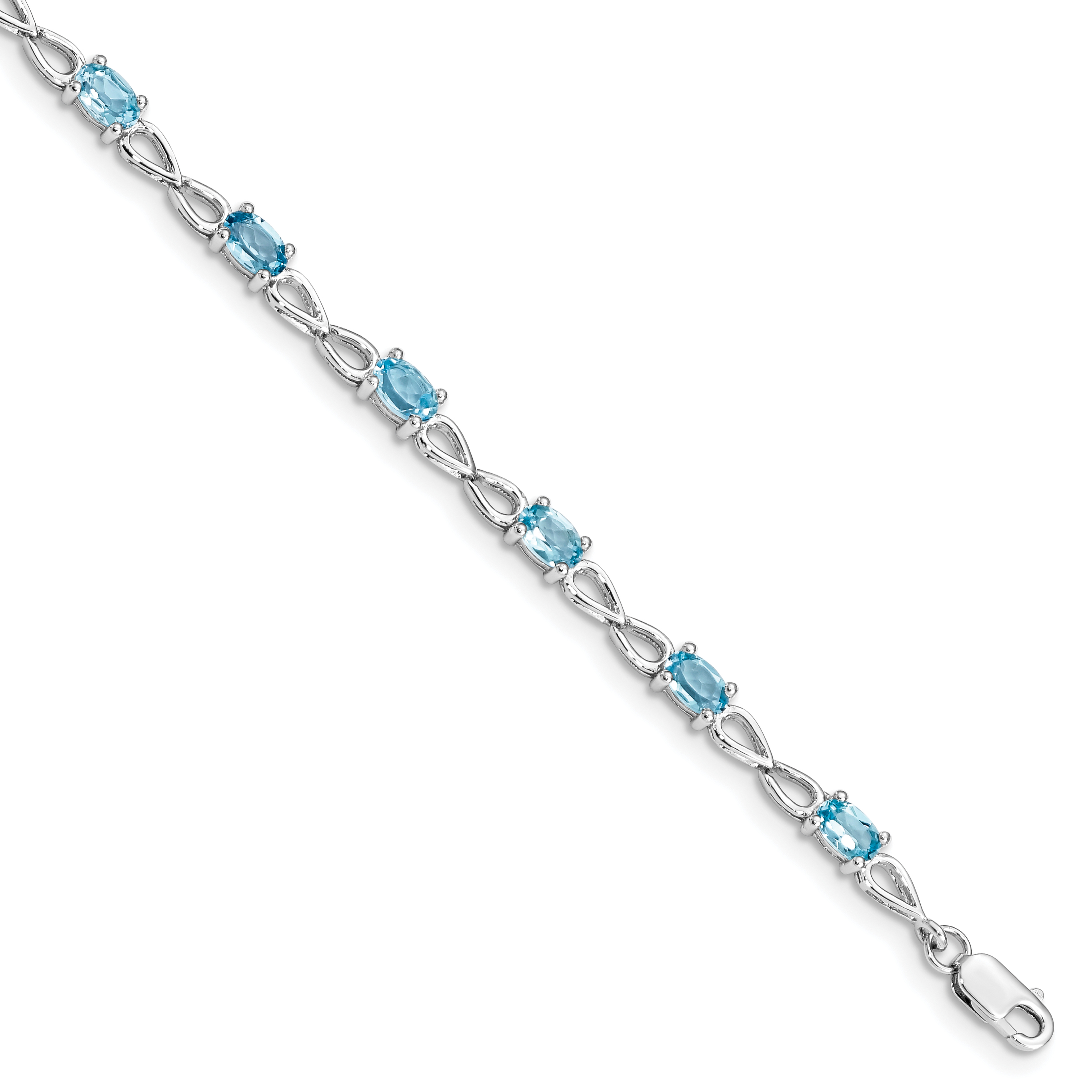 Sterling Silver Rhodium-plated Blue Topaz Bracelet (QX842BT)