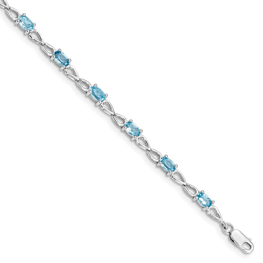 Sterling Silver Rhodium-plated Blue Topaz Bracelet (QX842BT)