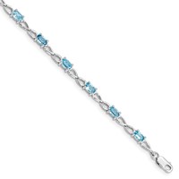 Sterling Silver Rhodium-plated Blue Topaz Bracelet view 1