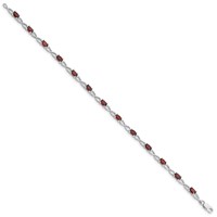Sterling Silver Rhodium-plated Garnet Bracelet view 2