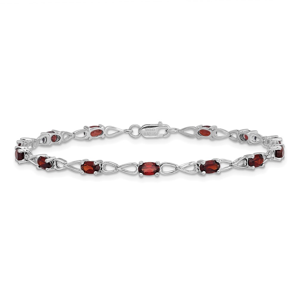 Sterling Silver Rhodium-plated Garnet Bracelet (QX842GA)