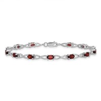 Sterling Silver Rhodium-plated Garnet Bracelet view 3