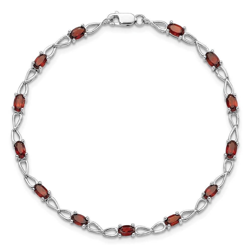 Sterling Silver Rhodium-plated Garnet Bracelet (QX842GA)