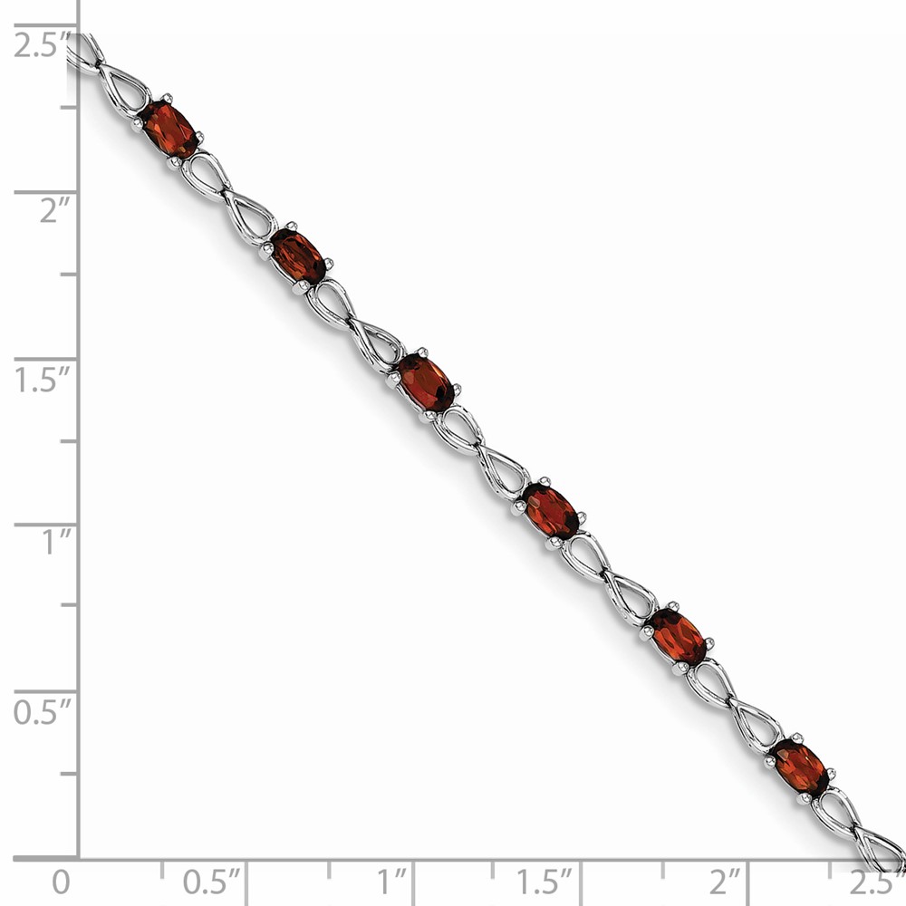 Sterling Silver Rhodium-plated Garnet Bracelet (QX842GA)