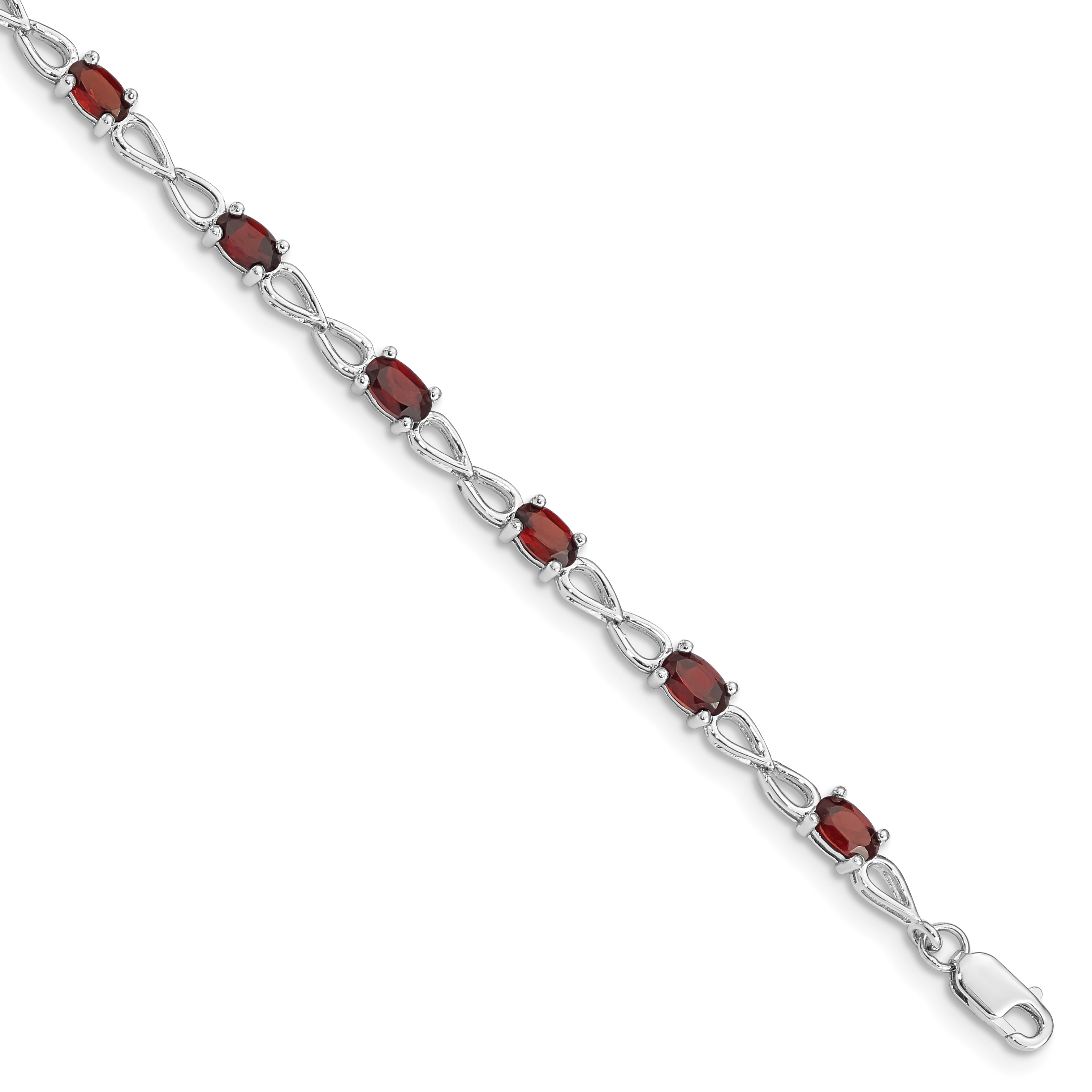 Sterling Silver Rhodium-plated Garnet Bracelet (QX842GA)