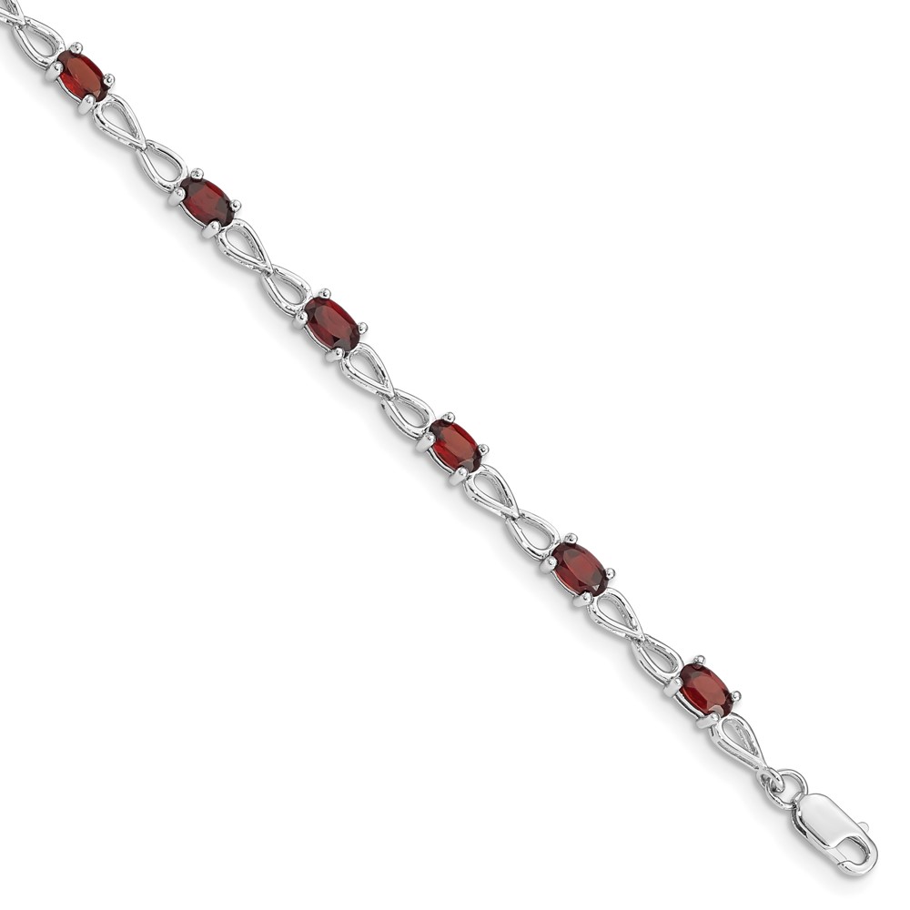 Sterling Silver Rhodium-plated Garnet Bracelet (QX842GA)