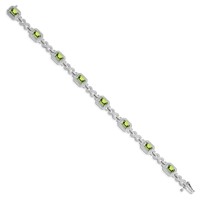 Sterling Silver Rhodium-plated Diamond & Peridot Bracelet view 2