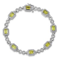 Sterling Silver Rhodium-plated Diamond & Peridot Bracelet view 5