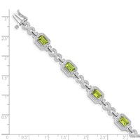 Sterling Silver Rhodium-plated Diamond & Peridot Bracelet view 4