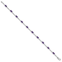 Sterling Silver Rhodium-plated Amethyst Bracelet view 2
