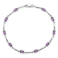Sterling Silver Rhodium-plated Amethyst Bracelet view 4