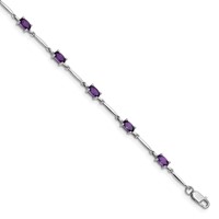 Sterling Silver Rhodium-plated Amethyst Bracelet view 1