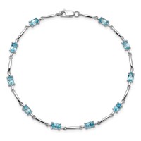 Sterling Silver Rhodium-plated Blue Topaz Bracelet view 4