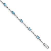 Sterling Silver Rhodium-plated Blue Topaz Bracelet view 1