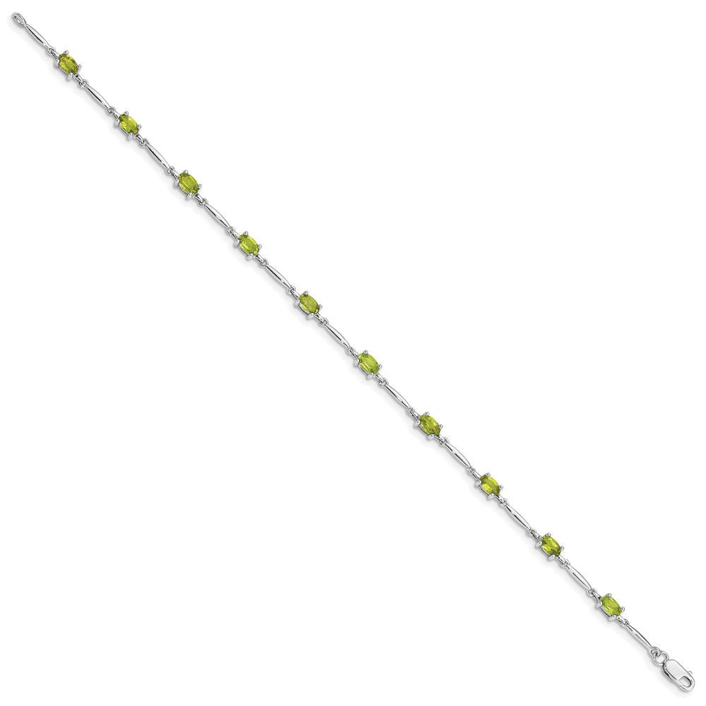 Sterling Silver Rhodium-plated Peridot Bracelet (QX843PE)
