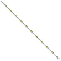 Sterling Silver Rhodium-plated Peridot Bracelet view 2