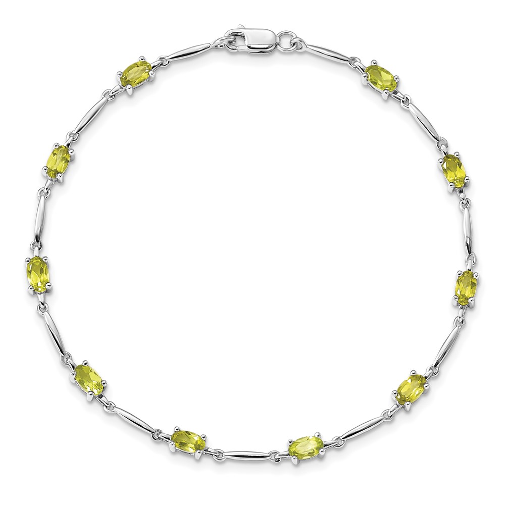 Sterling Silver Rhodium-plated Peridot Bracelet (QX843PE)