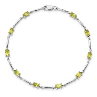 Sterling Silver Rhodium-plated Peridot Bracelet view 4