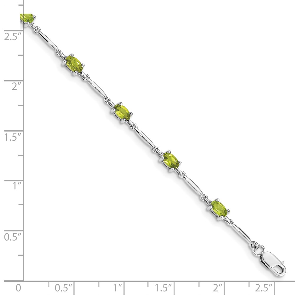 Sterling Silver Rhodium-plated Peridot Bracelet (QX843PE)
