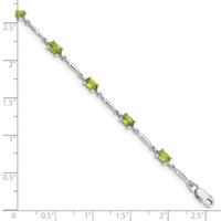 Sterling Silver Rhodium-plated Peridot Bracelet view 3