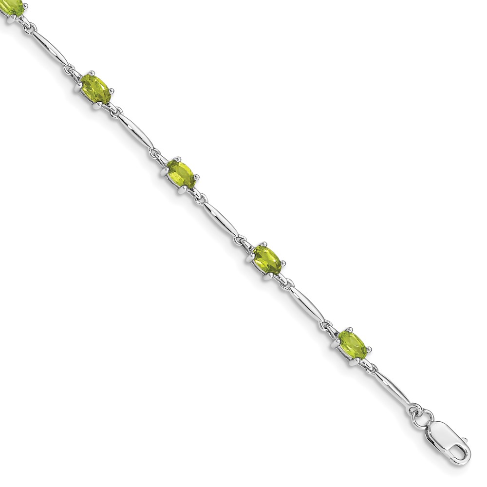Sterling Silver Rhodium-plated Peridot Bracelet (QX843PE)