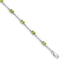 Sterling Silver Rhodium-plated Peridot Bracelet view 1