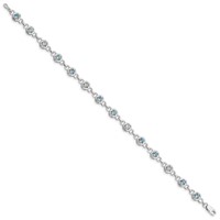 Sterling Silver Rhodium-plated Blue Topaz & Diamond Bracelet view 2