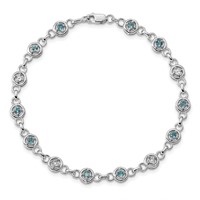 Sterling Silver Rhodium-plated Blue Topaz & Diamond Bracelet view 4