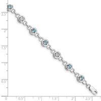 Sterling Silver Rhodium-plated Blue Topaz & Diamond Bracelet view 3