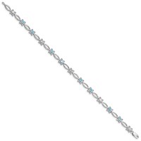 Sterling Silver Rhodium-plated Blue Topaz & Diamond Bracelet view 2