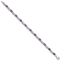 Sterling Silver Rhodium-plated Amethyst Bracelet view 2