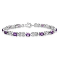 Sterling Silver Rhodium-plated Amethyst Bracelet view 4
