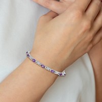 Sterling Silver Rhodium-plated Amethyst Bracelet view 5