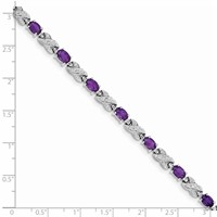 Sterling Silver Rhodium-plated Amethyst Bracelet view 3