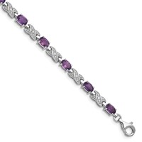 Sterling Silver Rhodium-plated Amethyst Bracelet view 1