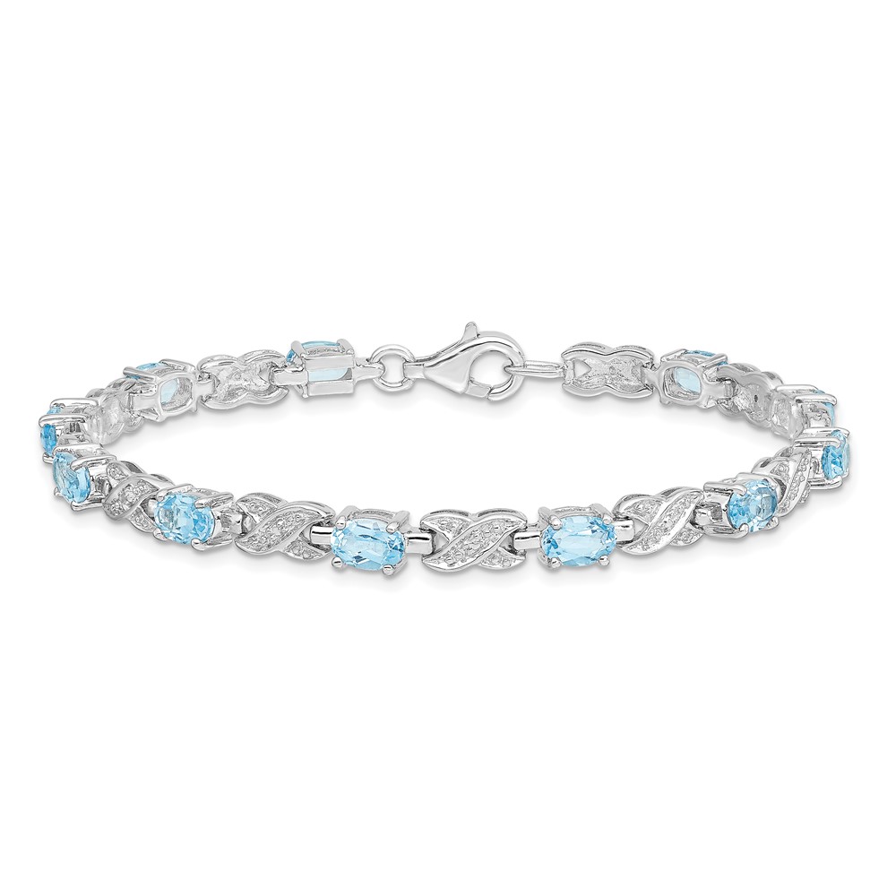 Sterling Silver Rhodium-plated Blue Topaz Bracelet (QX851BT)