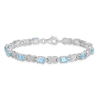 Sterling Silver Rhodium-plated Blue Topaz Bracelet view 4