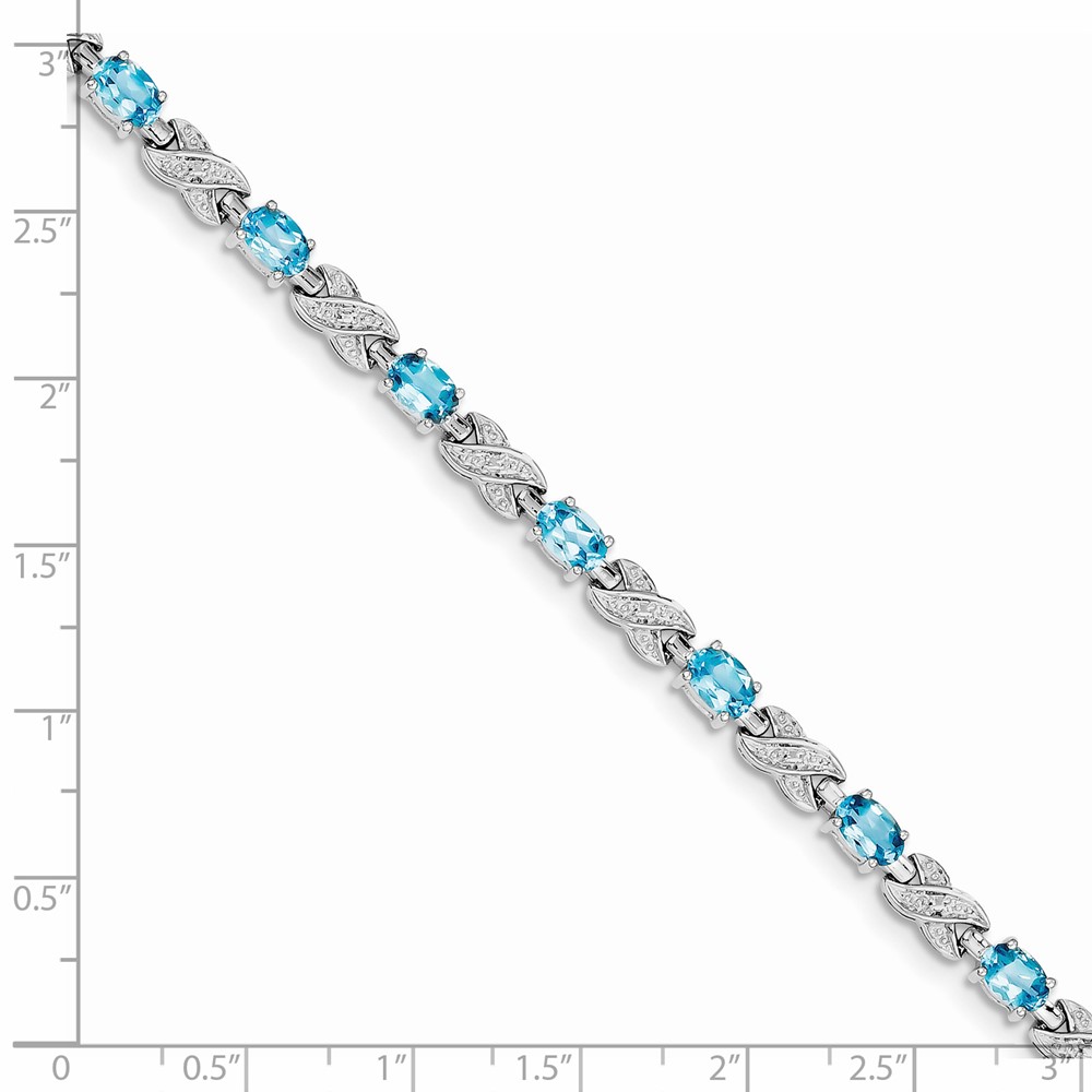 Sterling Silver Rhodium-plated Blue Topaz Bracelet (QX851BT)