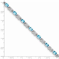 Sterling Silver Rhodium-plated Blue Topaz Bracelet view 3