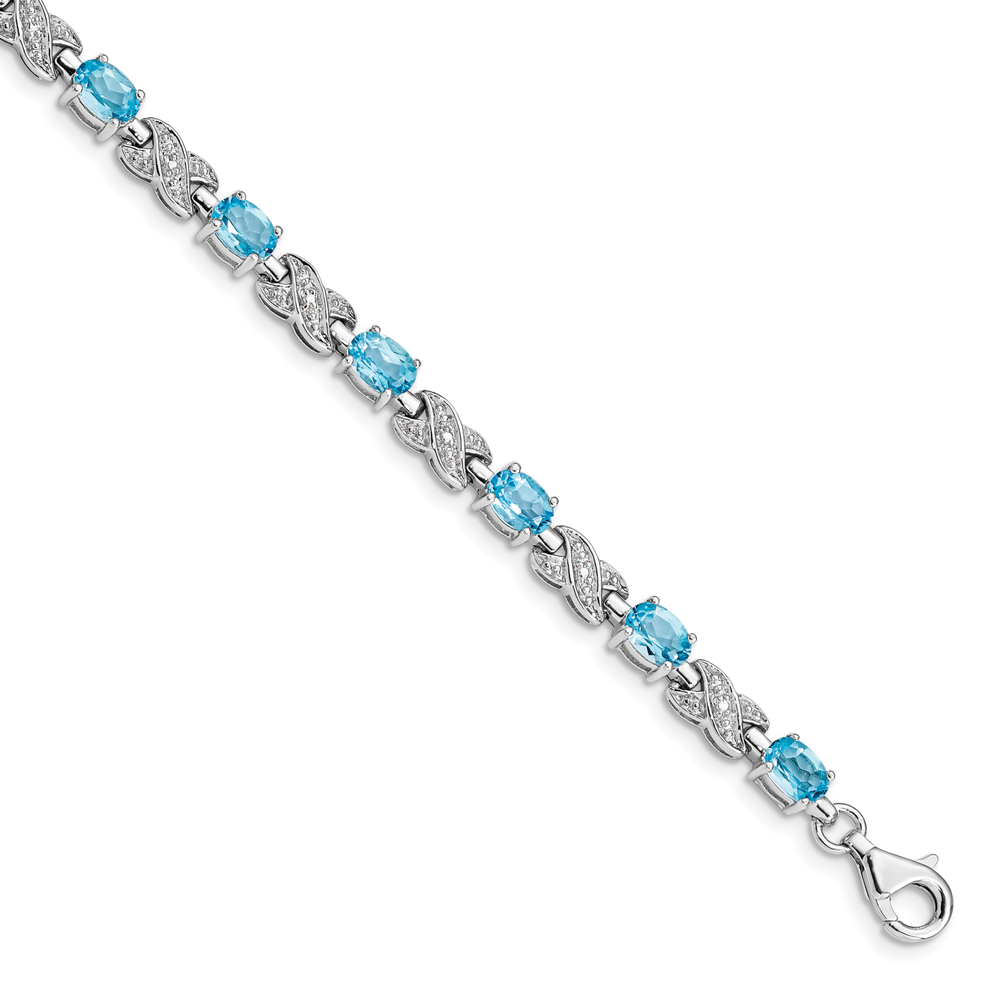 Sterling Silver Rhodium-plated Blue Topaz Bracelet (QX851BT)