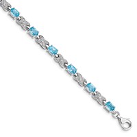 Sterling Silver Rhodium-plated Blue Topaz Bracelet view 1