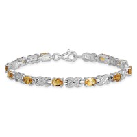 Sterling Silver Rhodium-plated Citrine Bracelet view 4
