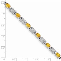 Sterling Silver Rhodium-plated Citrine Bracelet view 3