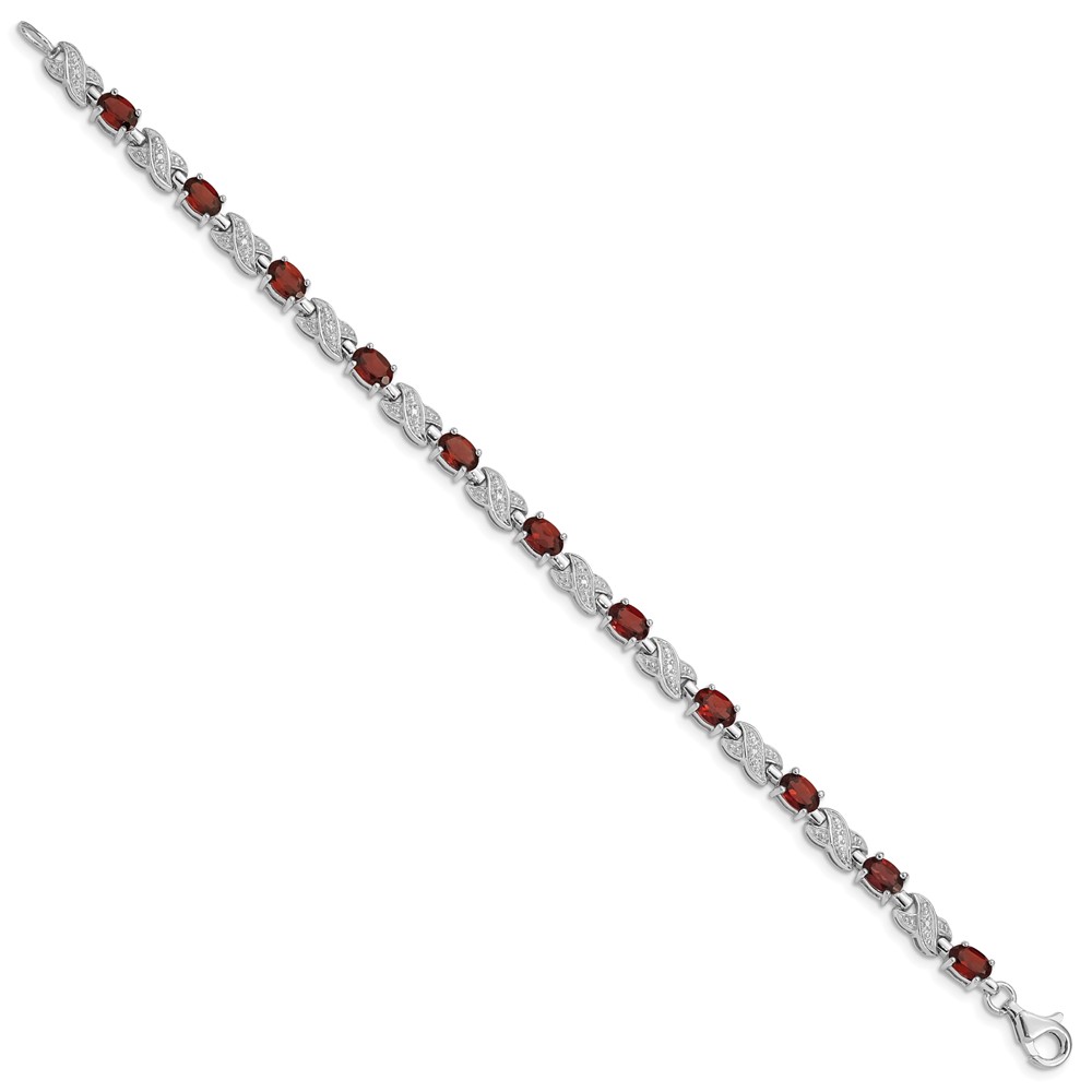 Sterling Silver Rhodium-plated Garnet Bracelet (QX851GA)