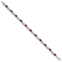 Sterling Silver Rhodium-plated Garnet Bracelet view 2