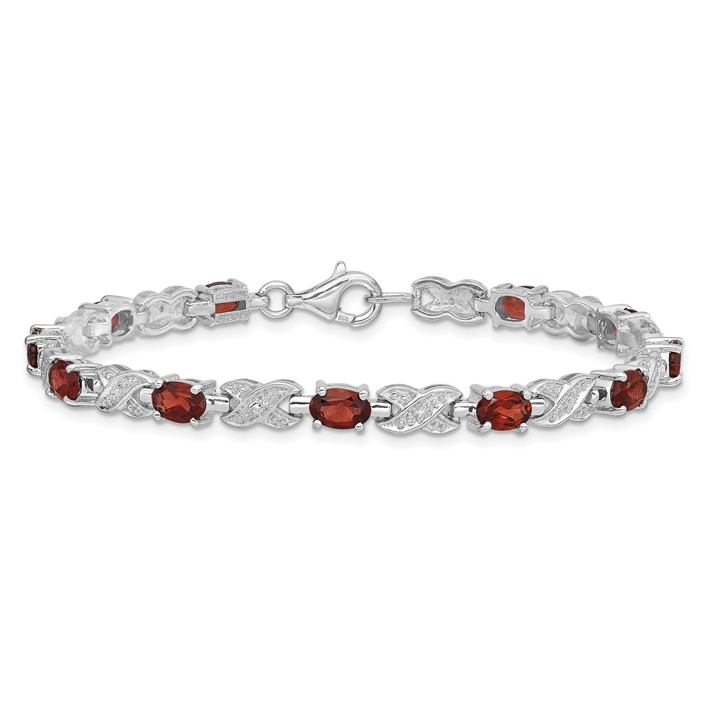 Sterling Silver Rhodium-plated Garnet Bracelet (QX851GA)