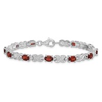 Sterling Silver Rhodium-plated Garnet Bracelet view 4