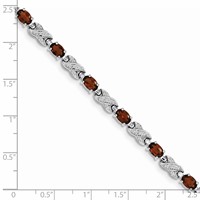 Sterling Silver Rhodium-plated Garnet Bracelet view 3