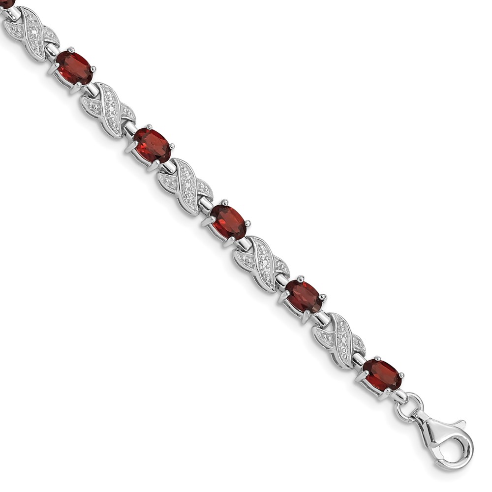 Sterling Silver Rhodium-plated Garnet Bracelet (QX851GA)