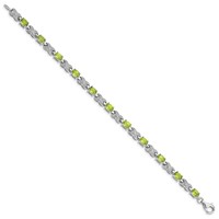 Sterling Silver Rhodium-plated Peridot Bracelet view 2
